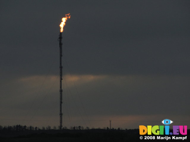 SX01147 Flame from oil refinery chimney Milford Haven